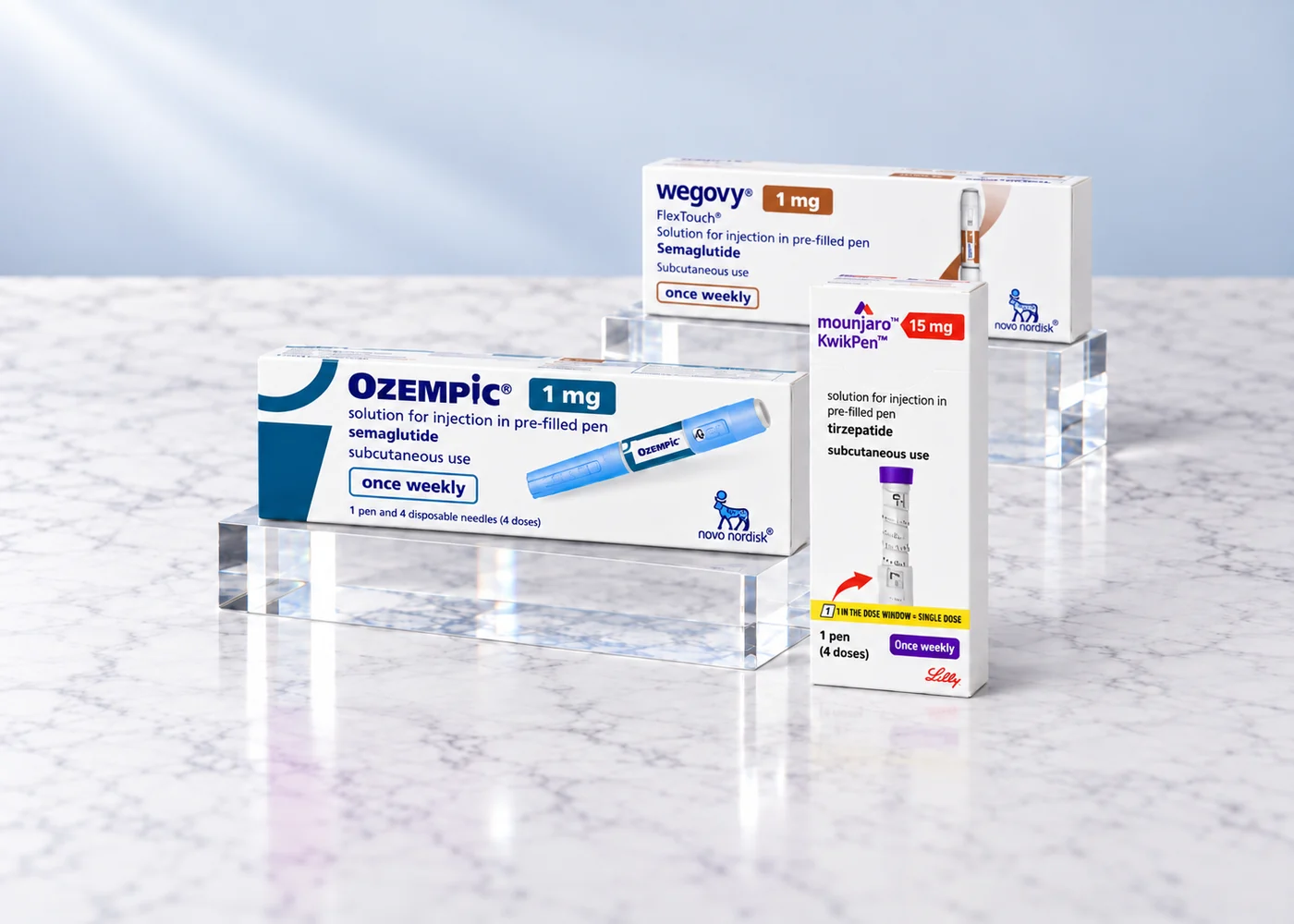 Ozempic, Wegovy and Mounjaro weight management products